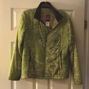 ISIS lightweight quilted coat. Sz 10 women's Lime green & White. Contrast collar